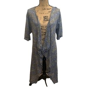 Lularoe Black and Blue Striped Knit Shirley Kimono Sweater Size S